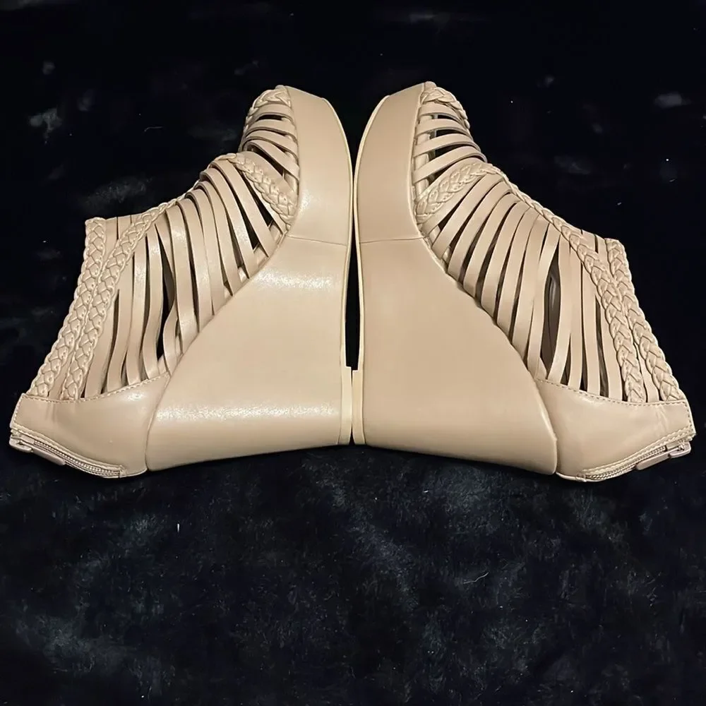 Torrid Zip Tan Wedge Sandals